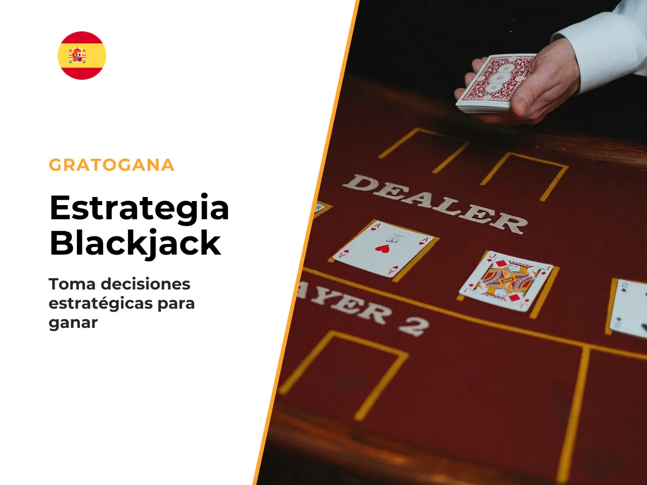 Turno del jugador y turno del crupier. Aquí es donde el blackjack se separa de los juegos puramente de azar. El jugador tiene libertad para decidir. El crupier, no. **Acciones del jugador:**